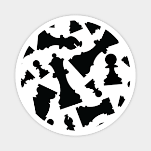 Chess Pieces Pattern (Black) Magnet